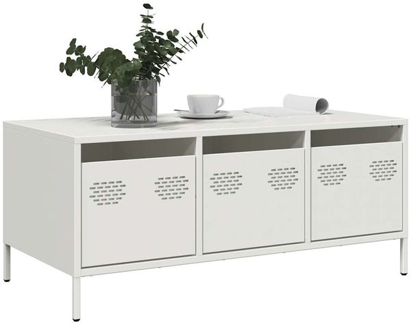 vidaXL Couchtisch Weiß 101,5x50x43,5 cm Kaltgewalzter Stahl 851273 Bild 3