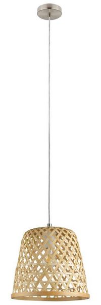 Eglo 43113 NATURE Pendelleuchte KIRKCOLM nickel-matt natur E27 1X40W Ø30cm H:110cm dimmbar