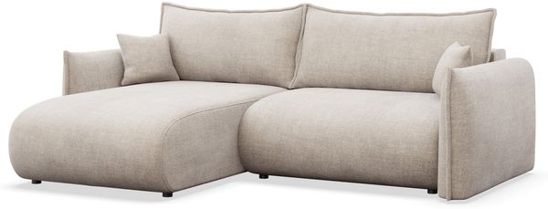 Selsey Cushi Ecksofa mit Schlaffunktion, Ottomane links, Hellbeige-Chenille