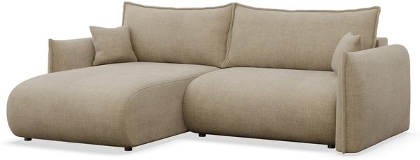 Selsey Cushi Ecksofa mit Schlaffunktion, Ottomane links, Hellbeige-Chenille