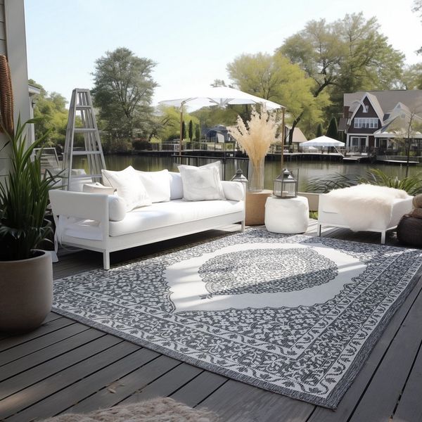 ELLE DECORATION Teppich Meekly Wendeteppich, rechteckig, Höhe: 5 mm, Flachgewebe, In-& Outdoor, Modern, beidseitig, Balkon, Wohnzimmer