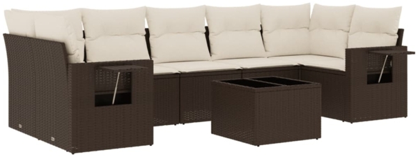 vidaXL 8-tlg. Garten-Sofagarnitur mit Kissen Braun Poly Rattan 3219942