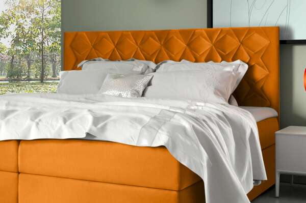 99rooms Tiziano Boxspringbett 200x200 cm Velours MONOLITH Gelb Bild 3