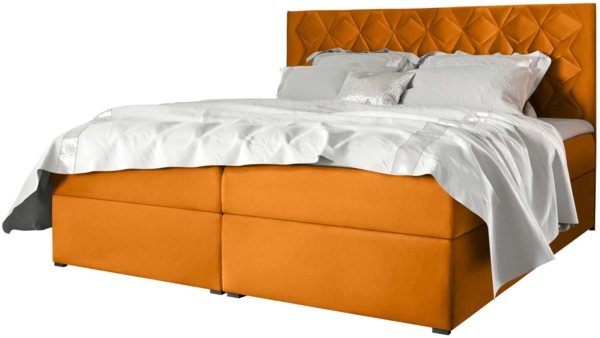 99rooms Tiziano Boxspringbett 200x200 cm Velours MONOLITH Gelb Bild 4