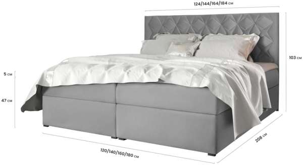 99rooms Tiziano Boxspringbett 200x200 cm Velours MONOLITH Gelb Bild 2