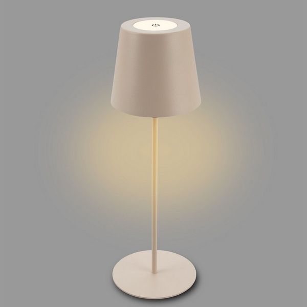 BRILONER - LED Tischlampe kabellos mit Touch, dimmbar in Stufen, höhenverstellbar, Nachttischlampe, Leselampe, Campinglampe, Tischleuchte, Akku Lampe, Outdoor Lampe, 36x10,5 cm, Beige