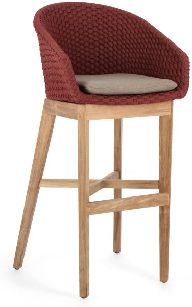 Barhocker Coachella mit Kissen, Rot, 56x57x110 cm