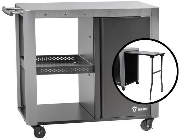 BBQ-Toro Grillablagetisch Grillwagen 95 x 50 x 80 cm, Silber Grilltisch, Grill Beistelltisch (1-St), Vier integrierte Bremsen