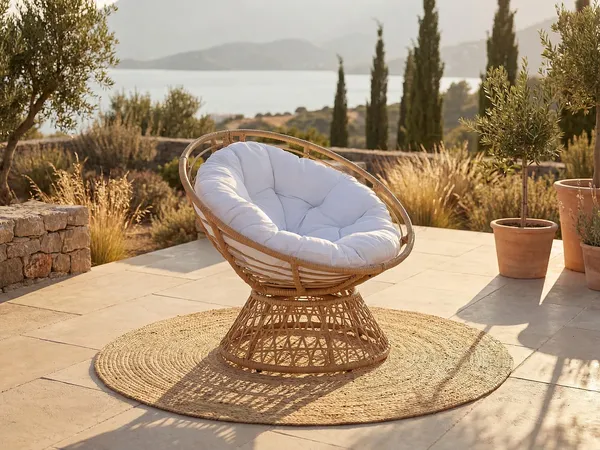 Vente-unique - SYNDRA Gartensitzgruppe Harz Beige - B 92 cm x H 80 cm x L 92 cm
