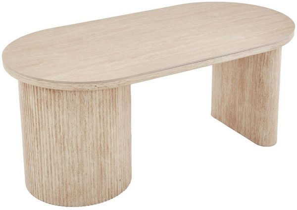 byLIVING Esstisch KAVALA (Breite 200 cm, Keramikoptik Travertine), modernes Säulengestell