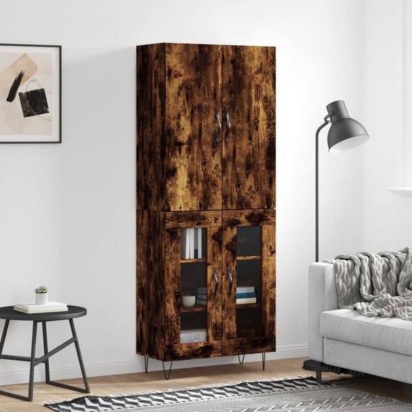 Highboard, BuffetSchrank, Büroschrank Räuchereiche 69,5x34x180 cm Holzwerkstoff
