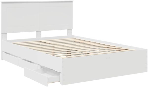 vidaXL Bettrahmen mit Schubladen Weiß 150 x 200 cm Ingenieurs Holz 3409447 Bild 5