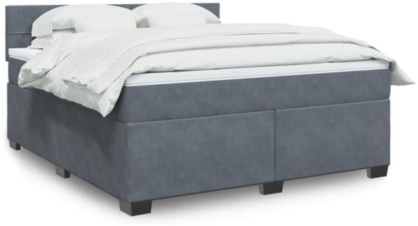 vidaXL Boxspringbett mit Matratze Dunkelgrau 180x200 cm Samt 3286379