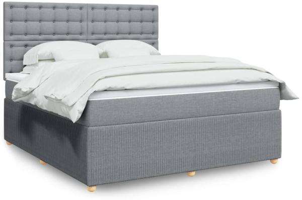 vidaXL Boxspringbett mit Matratze Hellgrau 180x200 cm Stoff 3294449