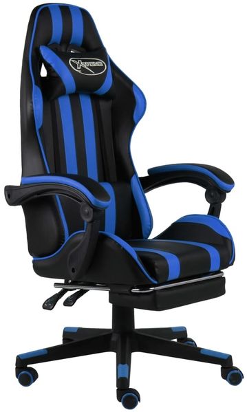 vidaXL Gaming-Stuhl mit Fußstütze Schwarz und Blau Kunstleder 20526