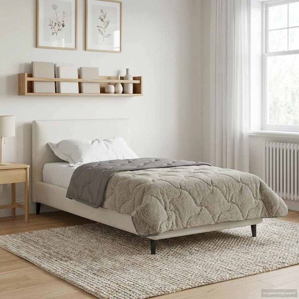 vidaXL Winterbettdecke Gepolstert Hellgrau 155x200 cm 42026315