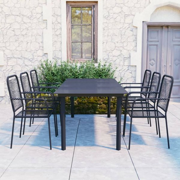 vidaXL 7-tlg. Garten-Essgruppe Schwarz Glas und Stahl 3060211
