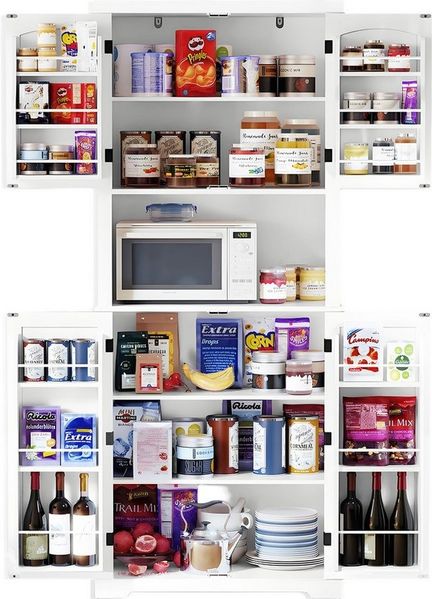 HOLTICO Hochschrank Küchenschrank mit Arbeitsplatte, Buffetschrank, Esszimmerschrank (1-St) Speisekammer mit 4 Türen und Regalen, 183cm Bild 3