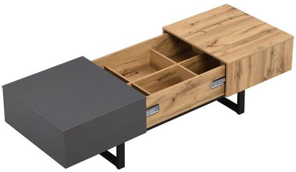 BlingBin Couchtisch Moderner Verschiebbarer Couchtisch mit Versteckter Aufbewahrung (Multifunktionaler Wohnzimmertisch, Hochwertiger Holz- und Metallhalterung, 1-St, 155 x 55 x 40 cm, Produktladung: 30KG, Holz und Anthrazit), Geeignet für Wohn- und Bür...