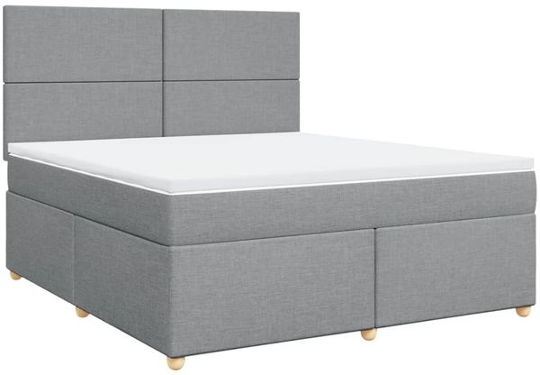 vidaXL Boxspringbett mit Matratze Hellgrau 180x200 cm Stoff 3293652 Bild 3