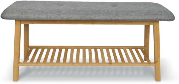 Bambus Schuhbank 100x30x44cm - Schuhregal für 6 bis 8 Schuhe - Stabile Sitzbank mit Polster für Garderobe oder Flur - Schuhablage