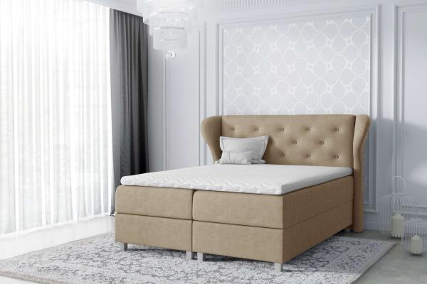 99rooms Bellagio Boxspringbett Velours 140 x 200 cm Creme