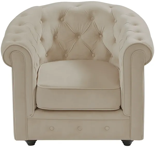 Vente-unique - CHESTERFIELD Sessel SamtStoff Beige - B 78 cm x H 72 cm x L 82 cm