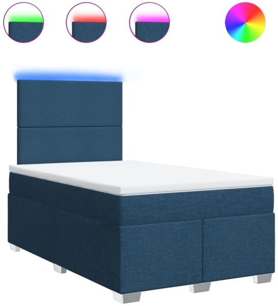 vidaXL Boxspringbett mit Matratze Blau 120x200 cm Stoff 3292754