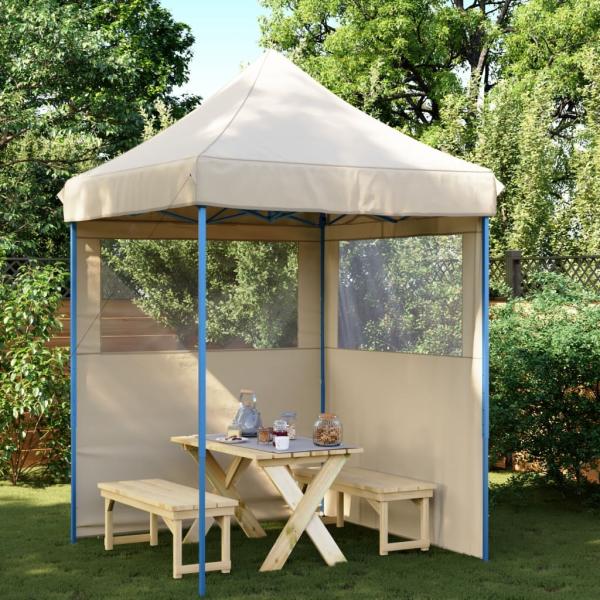 vidaXL Partyzelt Faltbar Pop-Up mit 2 Seitenteilen Beige 4004991