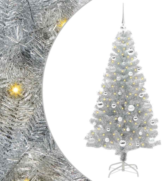 vidaXL Weihnachtsbaum mit 150 LEDs mit Ständer Silber 150 cm Haustier 3396666 Bild 1