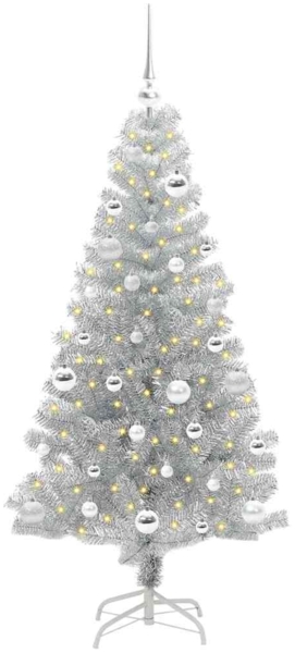 vidaXL Weihnachtsbaum mit 150 LEDs mit Ständer Silber 150 cm Haustier 3396666 Bild 2