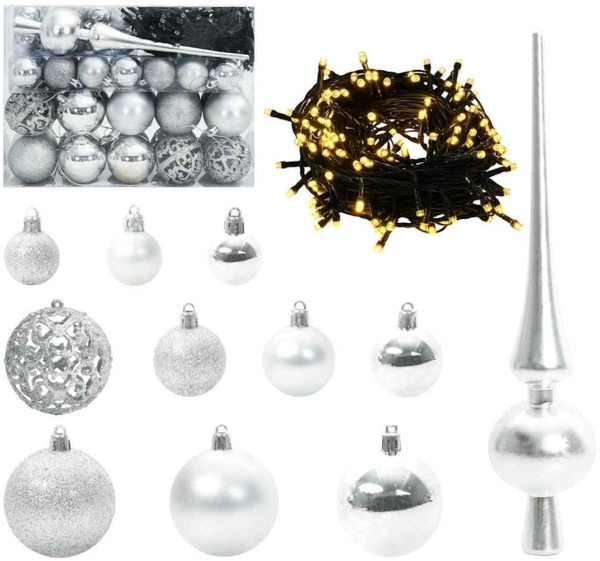 vidaXL Weihnachtsbaum mit 150 LEDs mit Ständer Silber 150 cm Haustier 3396666 Bild 5