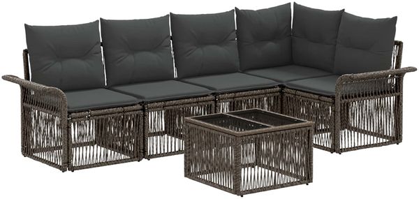 vidaXL Gartensofa-set 6 pcs Grau Poly-Rattan 3434831