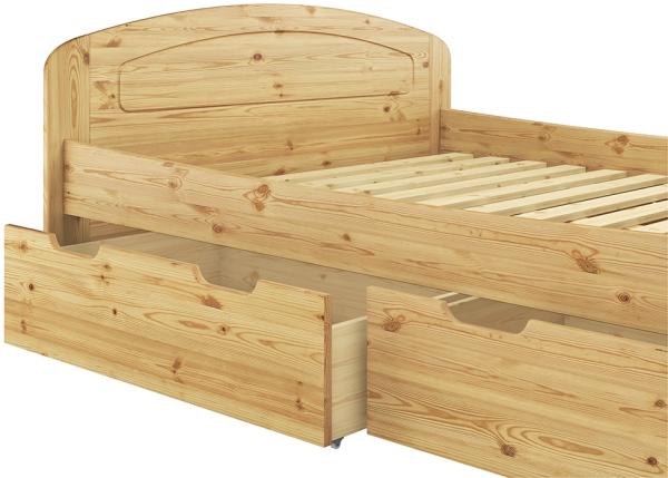 Funktionsbett Kiefer massiv in Überlänge 140x220 Holzbett mit Rollrost V-60. 50-14-220