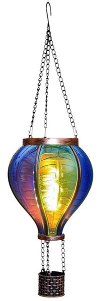 Coen Bakker LED Solarleuchte Hot Air Balloon, LED, amberfarben, Hängeleuchte Heißluftballon blau 12 LED 11x20 cm