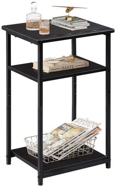 WLIVE Beistelltisch Schmal Nachttische mit 3 Etagen, (Sofatisch mit Offenem Stauraum und Ablage aus Spanplatte, 1 Tisch), für Wohnzimmer, Schlafzimmer, kleine Räume, 37 x 31 x 56 cm