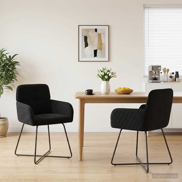 vidaXL Esszimmerstühle 2 pcs Samt (V) Schwarz 59 x 56,5 x 86 cm 42034298