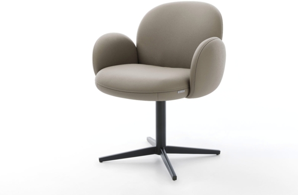 Drehstuhl Nube-Flex mit Armlehnen Echt-Leder Schlamm Fußkreuz Schwarz 360° drehbar Taschenfederkern