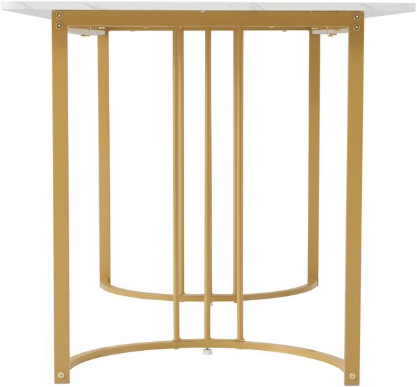 Esstisch mit Marmor-Muster, moderner Küchen- und Esszimmertisch, stabiles Metallgestell, verstellbare Tischfüße,Weiß und Gold farbe Bild 10