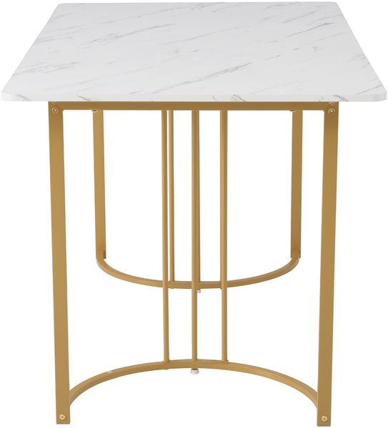 Esstisch mit Marmor-Muster, moderner Küchen- und Esszimmertisch, stabiles Metallgestell, verstellbare Tischfüße,Weiß und Gold farbe Bild 9