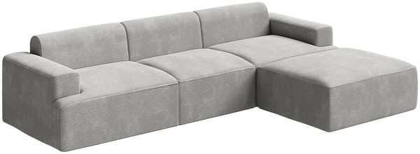 skølm 'Freki' Cloud Sofa 3 Sitzer mit Hocker, Vollschaumcouch mit Federkern und Vakuum-Kompression, kein Aufbau erforderlich, mit 3 Kissen, Cord grau Bild 12