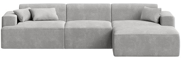 skølm 'Freki' Cloud Sofa 3 Sitzer mit Hocker, Vollschaumcouch mit Federkern und Vakuum-Kompression, kein Aufbau erforderlich, mit 3 Kissen, Cord grau Bild 11