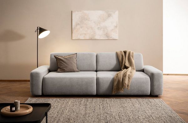 Home affaire 3-Sitzer TORGE (257cm), Sofa,Schlafsofa in Cord, Samtvelours, Struktur fein, rundes Design, Schlaffunktion u. Bettkasten, Liegefläche: 135/200 cm