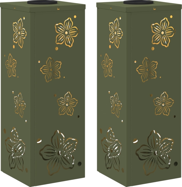 vidaXL Solar LED Weg Licht 2 pcs Olive Grün Kalt gewalzter Stahl 879740