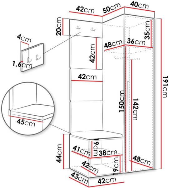 Garderoben-Set Mapreni IV (Farbe: Artisan Eiche, Soft 017) Bild 4