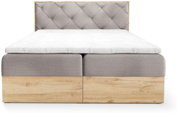 Boxspringbett Schlafzimmerbett HELIOS 200x220cm in Stoff Rouge Dunkelblau Bild 2