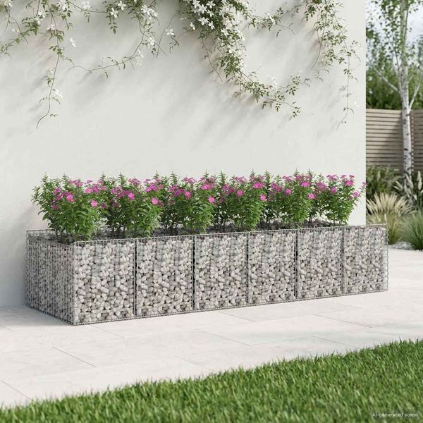vidaXL Gabionen-Hochbeet 2 pcs Silber 3422219
