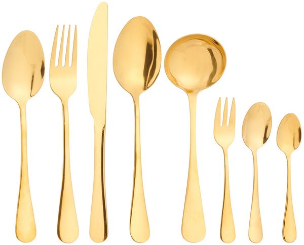 Brixy Besteckset - Gold - 39-teilig - 6 Personen Besteck - Mehrere Gänge - Messer/Löffel/Gabel - Edelstahl - Gold