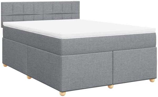 vidaXL Boxspringbett mit Matratze Hellgrau 140x190 cm Stoff 3286675