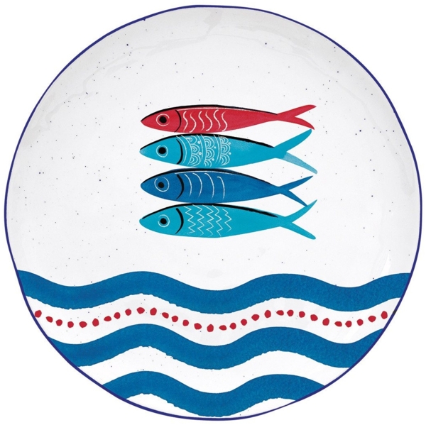 EasyLife Speiseteller Sardines Party, Spülmaschinengeeignet, Mehrfarbig, Motiv: Fische